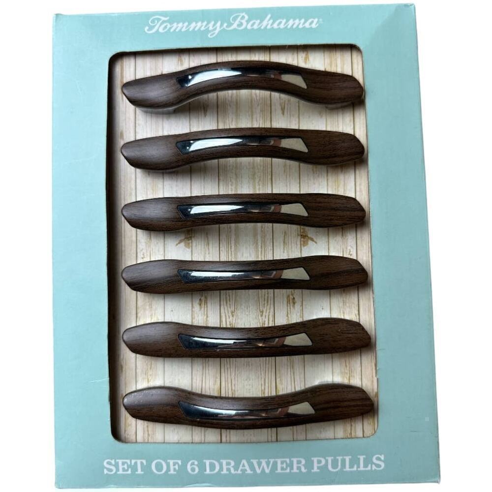 Tommy Bahama Brown Silver Pull Set Of 6 Drawer Pulls NIB